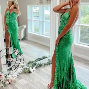 Bowith Abiti da ballo verdi Abiti da sera a sirena lucidi per le donne Abito di lusso per feste di gala 2023 Occasioni formali