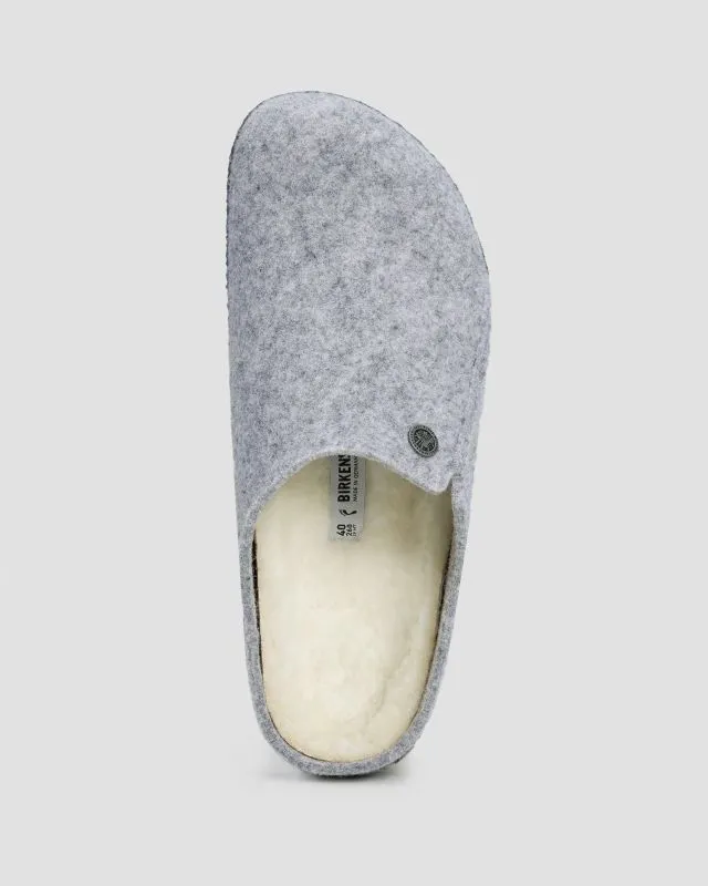 Kapcie wełniane damskie Birkenstock Zermatt Shearling FE Narrow 1015086-grau