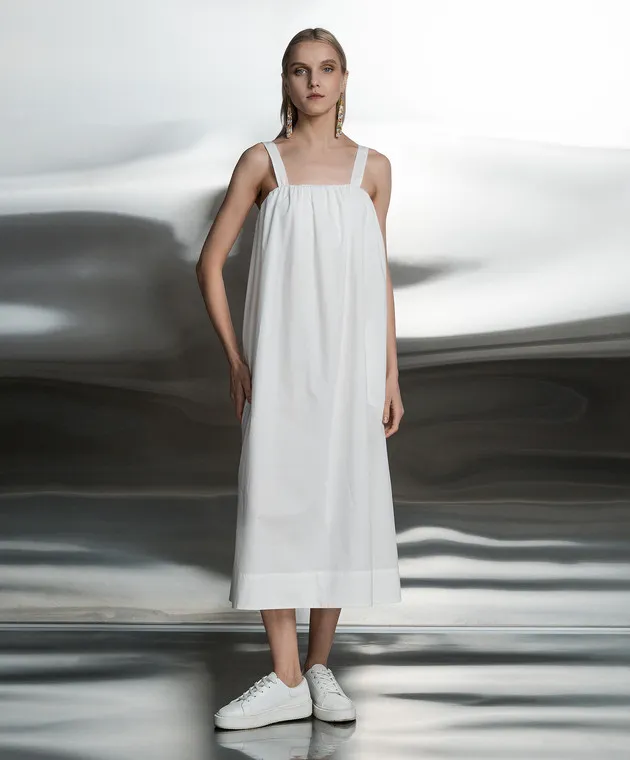 Solotre Abito bianco con drappeggio M1B0171